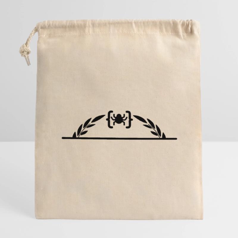 Code-Logo-Spinne im halben Lorbeerkranz Verschließbarer Geschenkbeutel aus Baumwolle (14x20cm)