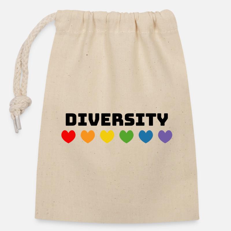 Regenbogenherzchen Diversity LGBT lgbtqi queer - Verschließbarer Geschenkbeutel aus Baumwolle (14x20cm) - Natur