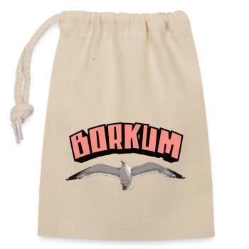 Borkum Möwe - Verschließbarer Geschenkbeutel aus Baumwolle (14x20cm) - Natur - Vorne