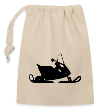 snowmobile - Closable cotton gift bag (14x20cm) - nature - Front