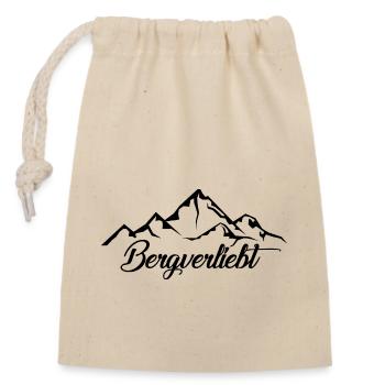 Bergverliebt - (12) - Verschließbarer Geschenkbeutel aus Baumwolle (14x20cm) - Natur - Vorne