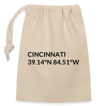 Cincinnati Ohio USA Koordinaten - Verschließbarer Geschenkbeutel aus Baumwolle (14x20cm) - Natur - Vorne