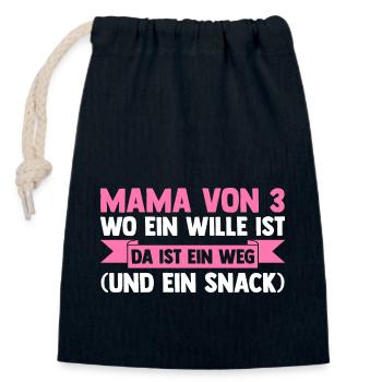 Mama Von 3 Kindern - Verschließbarer Geschenkbeutel aus Baumwolle (14x20cm) - Navy - Vorne