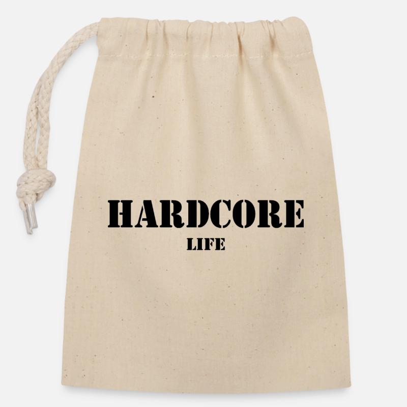 Hardcore life black color - Closable cotton gift bag (14x20cm) - nature