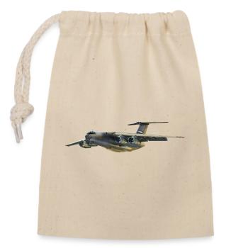 Silhouette d’avion cargo en gris - Sac cadeau en coton avec cordon (14 x 20 cm) - nature - Devant