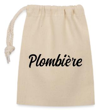 Plumber heating technician repair pipes pr - Closable cotton gift bag (14x20cm) - nature - Front