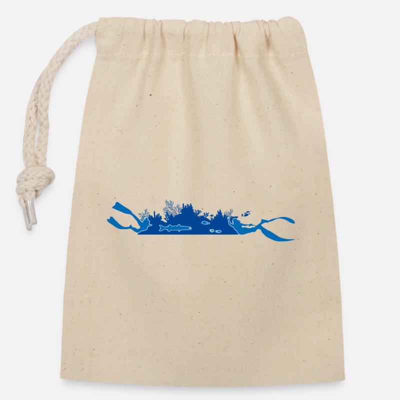 Plongée et apnée - Silueta Arrecife - Sac cadeau en coton avec cordon (14 x 20 cm) - nature