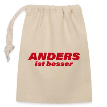 ANDERS IST BESSER - Verschließbarer Geschenkbeutel aus Baumwolle (14x20cm) - Natur - Vorne