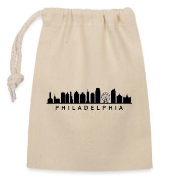 Philadelphia Skyline - Verschließbarer Geschenkbeutel aus Baumwolle (14x20cm) - Natur - Vorne