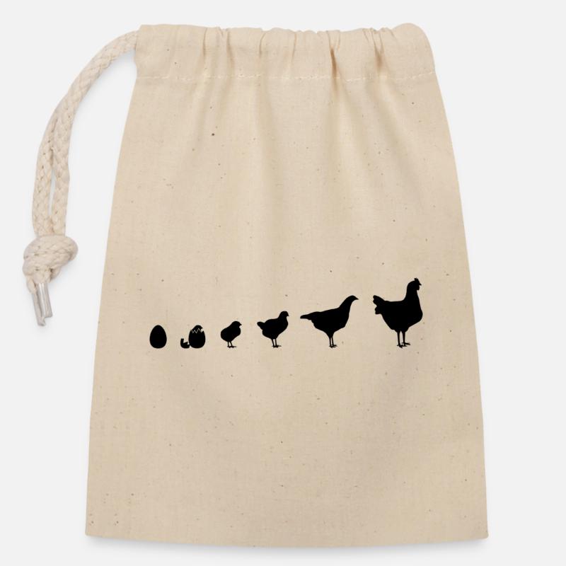 Chicken Fans - Rooster - Rooster - Chick - Egg - Organic - Closable cotton gift bag (14x20cm) - nature