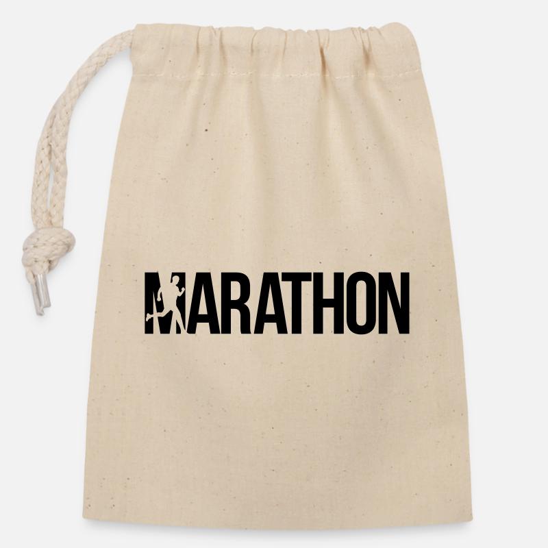 marathon - Closable cotton gift bag (14x20cm) - nature