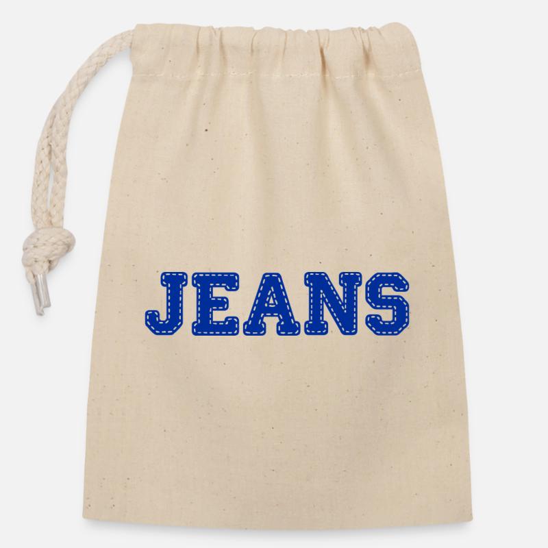 JEANS - Sac cadeau en coton avec cordon (14 x 20 cm) - nature