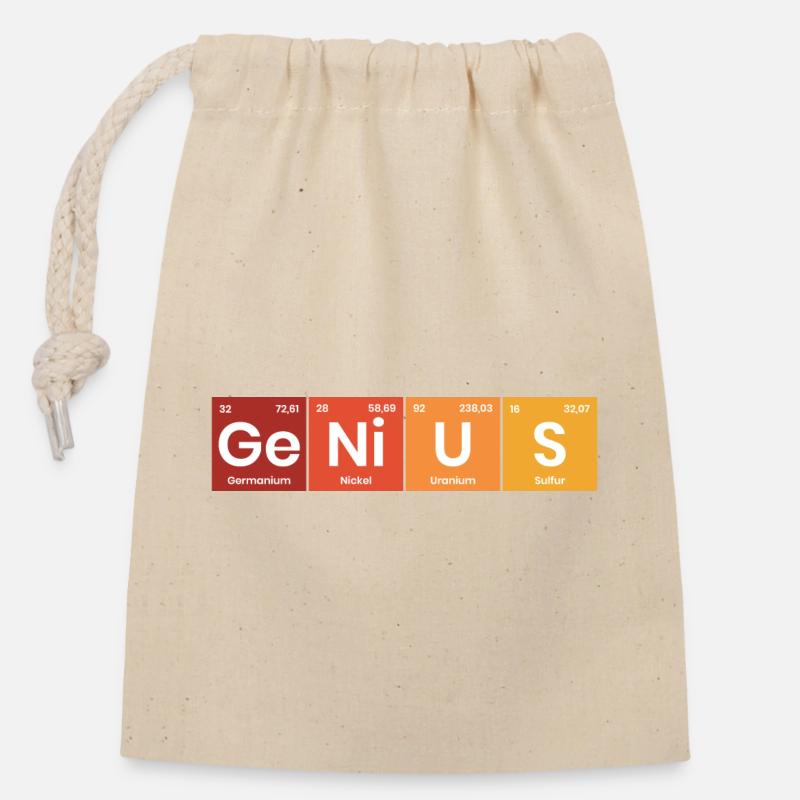 Periodic Table Genius - Closable cotton gift bag (14x20cm) - nature