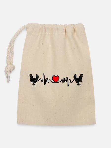 Hühner-Cardio - Verschließbarer Geschenkbeutel aus Baumwolle (14x20cm) - Natur