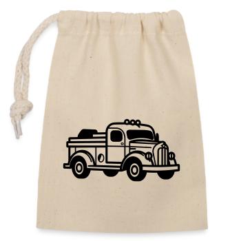 Camion de pompier - Sac cadeau en coton avec cordon (14 x 20 cm) - nature - Devant