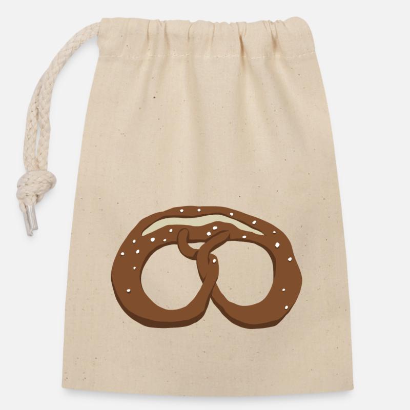 Bretzel - Sac cadeau en coton avec cordon (14 x 20 cm) - nature