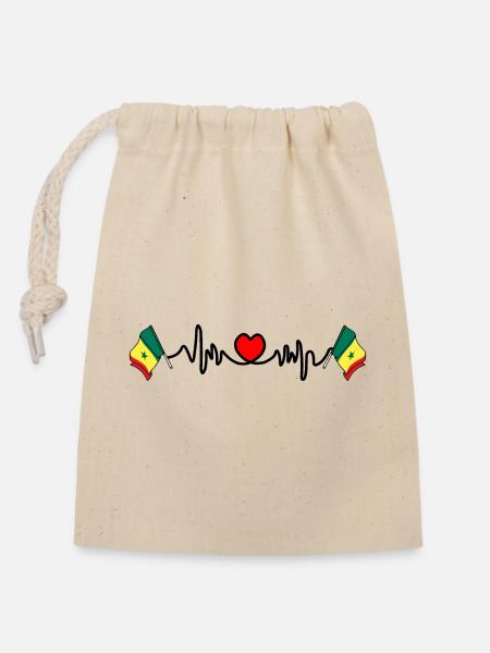 Herzfrequenz-Cardio für Senegal - Verschließbarer Geschenkbeutel aus Baumwolle (14x20cm) - Natur