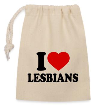 I love lesbians - Closable cotton gift bag (14x20cm) - nature - Front