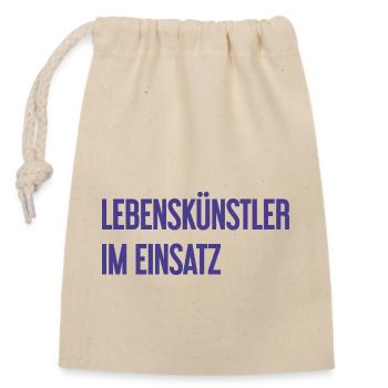 Lebenskünstler im Einsatz - Verschließbarer Geschenkbeutel aus Baumwolle (14x20cm) - Natur - Vorne