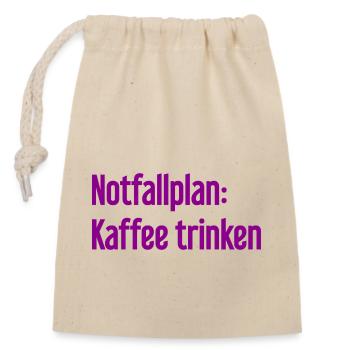 Coffee Contingency Plan - Closable cotton gift bag (14x20cm) - nature - Front