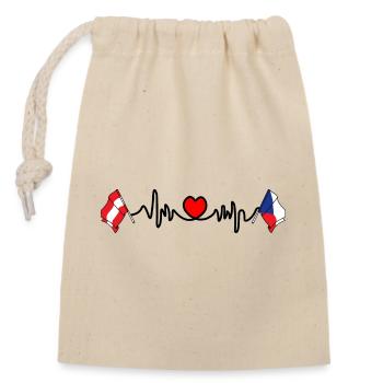 Cardio heart Drapeau Autriche, drapeau République tchèque - Sac cadeau en coton avec cordon (14 x 20 cm) - nature - Devant