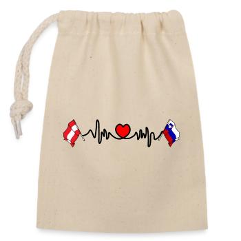 Cardio heart avec Flag Austria et flag Slovenia - Sac cadeau en coton avec cordon (14 x 20 cm) - nature - Devant