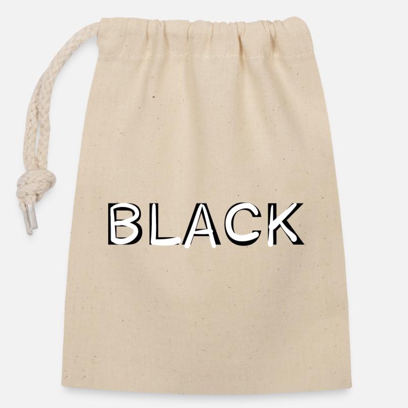 NOIR - Sac cadeau en coton avec cordon (14 x 20 cm) - nature