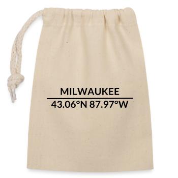Milwaukee Wisconsin USA Koordinaten - Verschließbarer Geschenkbeutel aus Baumwolle (14x20cm) - Natur - Vorne