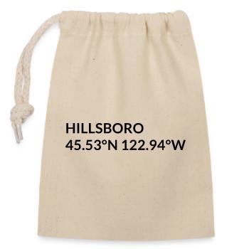 Hillsboro Oregon USA Koordinaten - Verschließbarer Geschenkbeutel aus Baumwolle (14x20cm) - Natur - Vorne