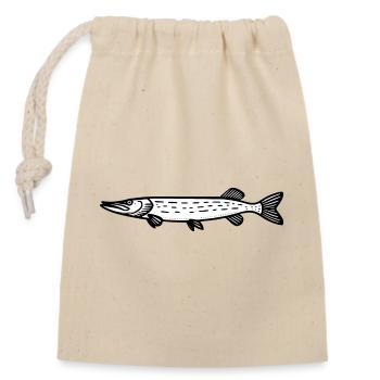 Pike 01 - Closable cotton gift bag (14x20cm) - nature - Front