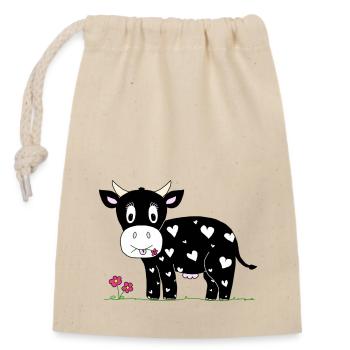 Warm cow :o) - Closable cotton gift bag (14x20cm) - nature - Front