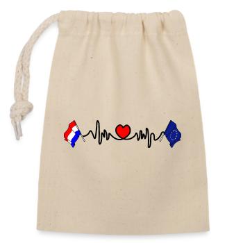 Cardio heart Drapeau Pays-Bas drapeau Europe - Sac cadeau en coton avec cordon (14 x 20 cm) - nature - Devant