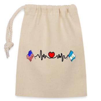 Cardio heart Drapeau des États-Unis et drapeau du Guatemala - Sac cadeau en coton avec cordon (14 x 20 cm) - nature - Devant