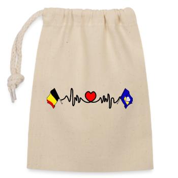 Cardio heart Flag Belgium, Brussels - Closable cotton gift bag (14x20cm) - nature - Front