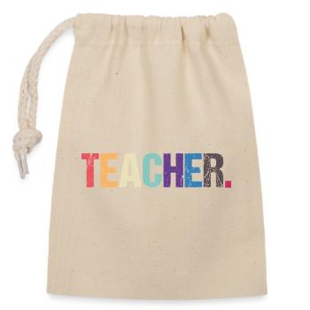Colorful TEACHER design - Closable cotton gift bag (14x20cm) - nature - Front