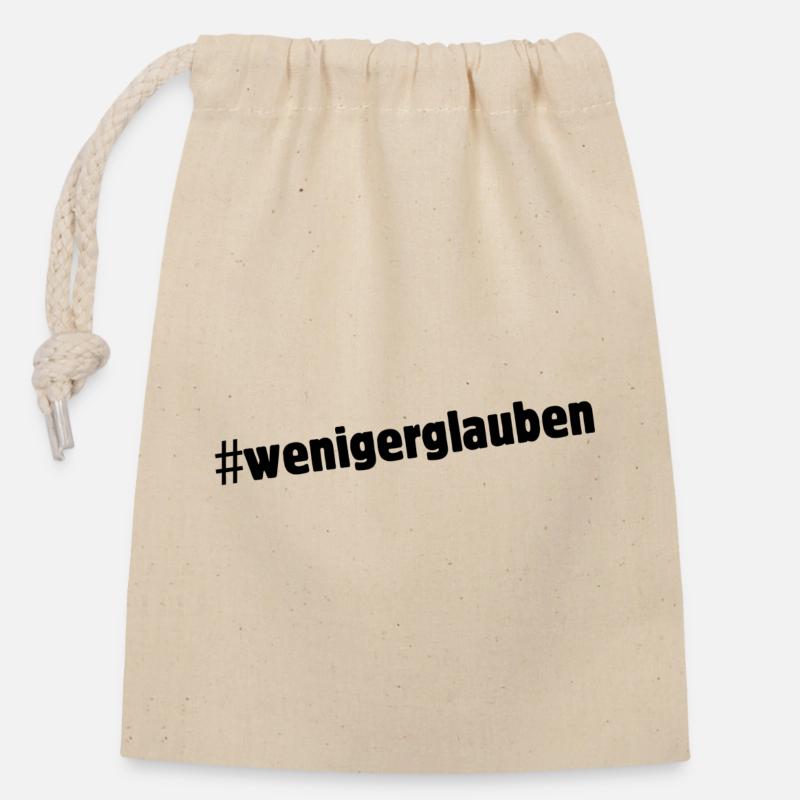 #wenigerglauben - Closable cotton gift bag (14x20cm) - nature