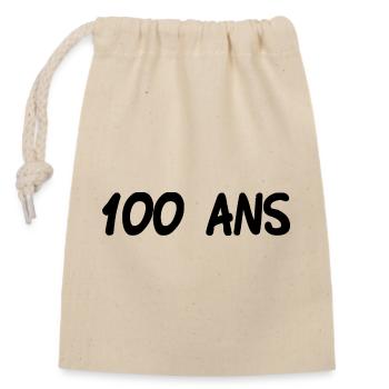 100. 100 YEARS. 100th ANNIVERSARY. BIRTHDAY 100 - Closable cotton gift bag (14x20cm) - nature - Front