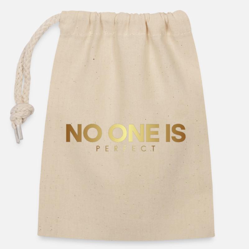 No One Is Perfect - Sac cadeau en coton avec cordon (14 x 20 cm) - nature