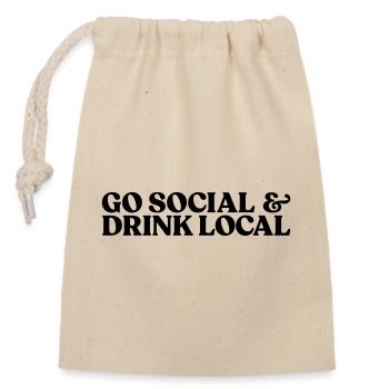 Logo Go social and drink local - Verschließbarer Geschenkbeutel aus Baumwolle (14x20cm) - Natur - Vorne