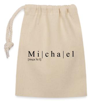Name abstrakt Typografisch Weiß Michael - Verschließbarer Geschenkbeutel aus Baumwolle (14x20cm) - Natur - Vorne