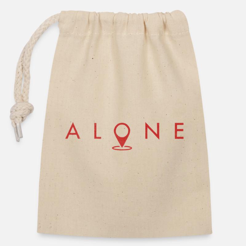 alone - Closable cotton gift bag (14x20cm) - nature
