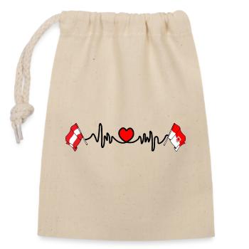 Drapeaux du Vorarlberg avec battement de cœur - Sac cadeau en coton avec cordon (14 x 20 cm) - nature - Devant