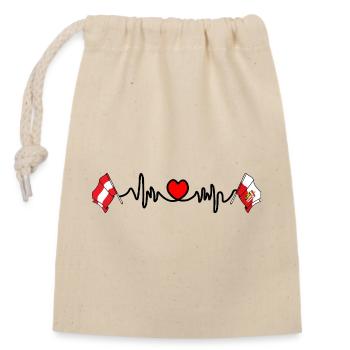 Battement de cœur du drapeau de Haute-Autriche - Sac cadeau en coton avec cordon (14 x 20 cm) - nature - Devant
