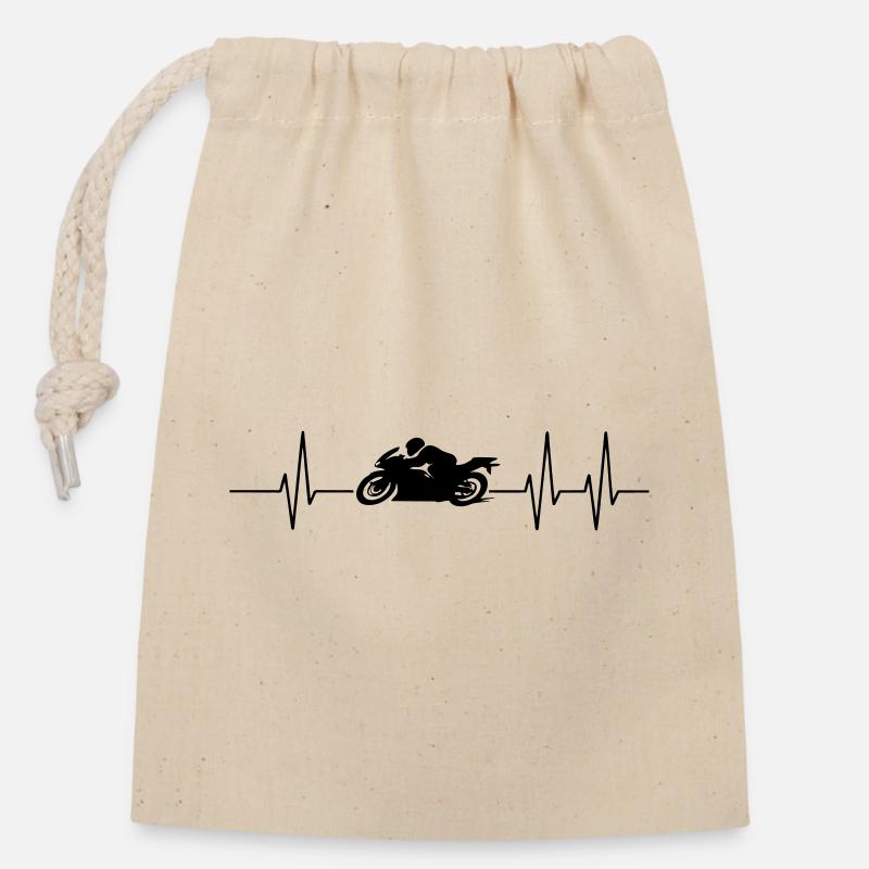 motorcycle - Closable cotton gift bag (14x20cm) - nature