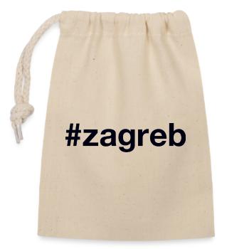 Zagreb Hrvatska Croatia Kroatien Hashtag - Verschließbarer Geschenkbeutel aus Baumwolle (14x20cm) - Natur - Vorne