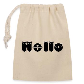 Hello Cat - Closable cotton gift bag (14x20cm) - nature - Front