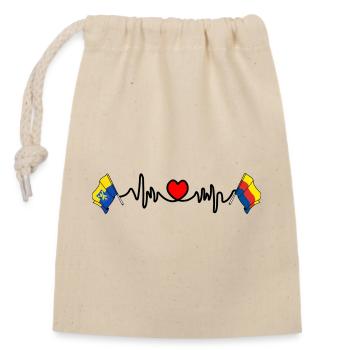 Zandvoort & North Holland Heartbeat - Verschließbarer Geschenkbeutel aus Baumwolle (14x20cm) - Natur - Vorne