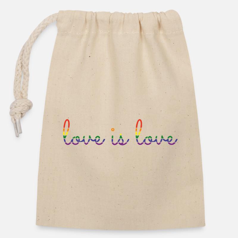 Love is love - Sac cadeau en coton avec cordon (14 x 20 cm) - nature