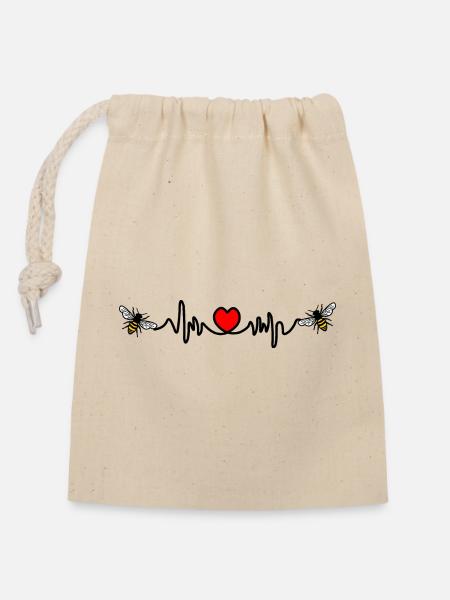Cardio-Liebe für Bienen - Verschließbarer Geschenkbeutel aus Baumwolle (14x20cm) - Natur