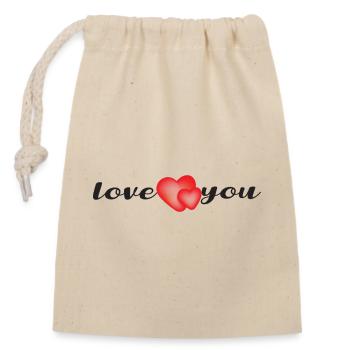 Love You - Verschließbarer Geschenkbeutel aus Baumwolle (14x20cm) - Natur - Vorne